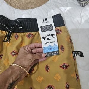 Billabong Mustard and Black Patterned Shorts